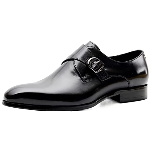 Zapatos Monk Strap de cuero vacuno para hombre, calzado Oxford de vestir con acabado repelente