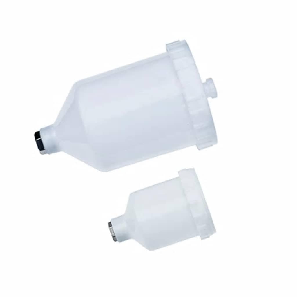 HVLP 2-częściowy zestaw pistoletów lakierniczych, dysze 1,4 mm i 0,8 mm, z kubkami płynnymi o pojemności 250 ml i 600 ml, regulator ciśnienia i manometr, do lakierowania farbą w sprayu