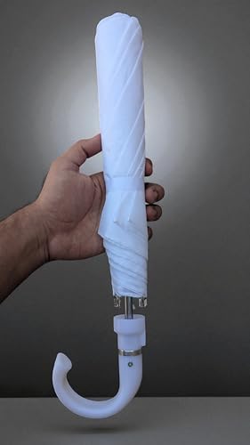 مظلة أوتوماتيكية قابلة للطي - حماية من الشمس والمطر - مقبض واسع (أبيض) - Image 8