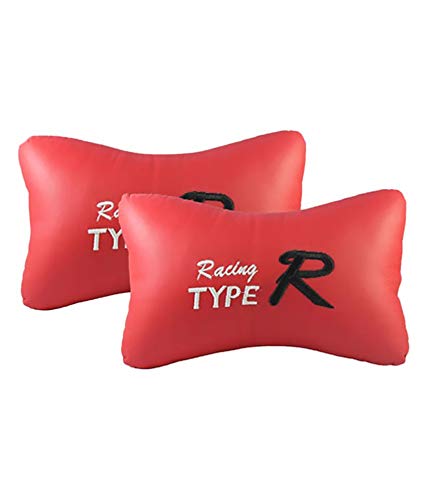 TOUCH OF MODERN� PU Leather Car Headrest Neck Head Pillow Cushion with Adjustable Straps SUV Travel Seat (Red, 2 Pcs) for Maruti Wagon R 2014 2019