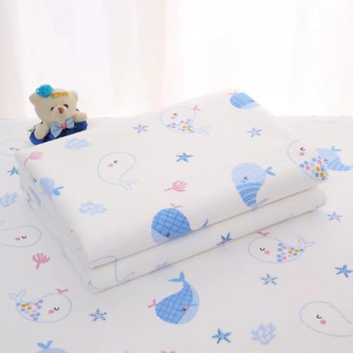 Odot Empapadores Cama Adultos Impermeable, Estilo Dibujos Animados Empapadores Absorbentes Reutilizable Lavables Protector de Cama para Silla de Ruedas, Incontinencia (Ballena Azul,100x150cm)
