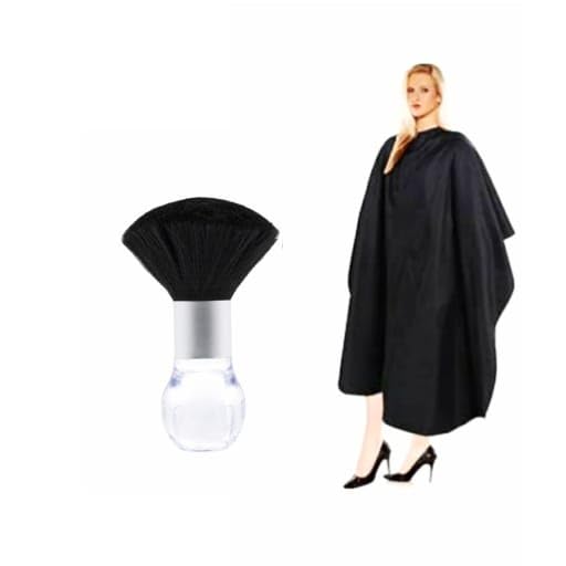 Professional Hairdressing Cape with Neck Duster Brush Set, Black, Salon Styling Accessories (BLACK 1)-picture-28