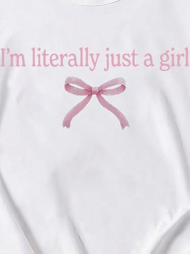 Image of RoseSeek Girl's Bow Graphic Tees Crew Neck Short Sleeve Summer T Shirts Preppy Cute Clothes for Girls