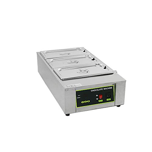 GZZT Elektrische schokoladenschmelzgerät 30-85℃ Edelstahl Maschine - Schokolade Fondue mit 1/2/3/4 Töpfe - 1000W Schokoladen Schmelzen (3 Töpfe) Cover
