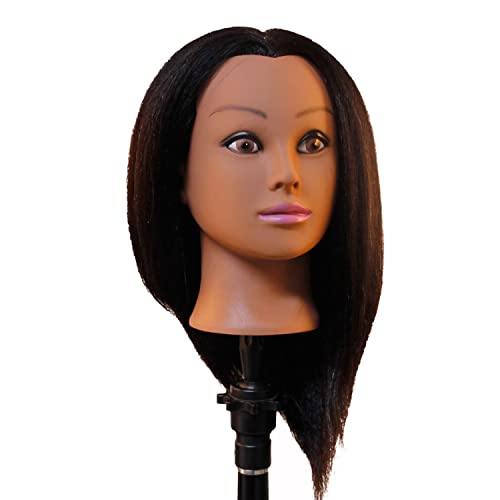 Kalyx Mannequin Head Real Hair for Cosmetology Manikin Maniquins Hairdresser Practice Training Head Doll Head and Table Clamp Stand - Image 2