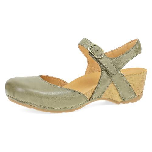 Image of Dansko Tiffani Wedge Sandal for Women - Cushioned, Contoured Footbed for All-Day Comfort and Support - Hook & Loop Strap with Buckle Detail - Lightweight Rubber Outsole