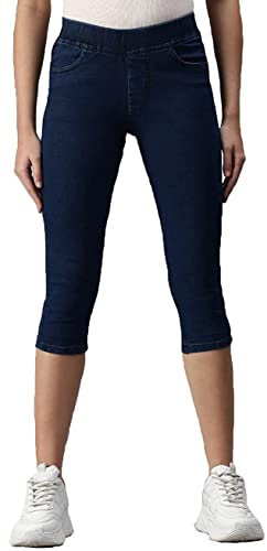 Image of ADBUCKS Womens Slim Fit Denim Lycra Stretchable Capri Mid Rise with Elasticated Waistband (Multi Color & Plus Size Also Available)