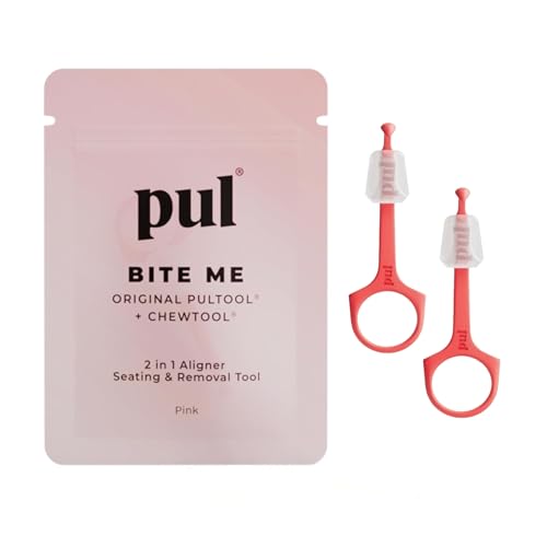 PUL Pack of 2 Reusable 2-in-1 Aligner Seating Chewie & Removal Tool — Compatible with Invisalign, Removable Braces, Retainers, Trays – Easy-to-Use Remover & Chew, Dental & Oral Hygiene Care – Pink