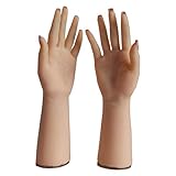 Sicherheitsmaterial – Die Schnullerhand besteht vollständig aus Silikon und fühlt sich sehr weich an, hat keinen störenden chemischen Geschmack, ist umweltfreundlich und sieht realistisch aus. Die Gesamtlänge des Handmodells beträgt 32 cm. Der Handflächenumfang beträgt 18 cm und der Mittelfinger ist 8 cm lang.