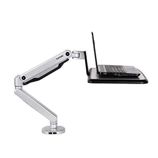 Loctek Standing Mount Sit Stand Arm Workstation Gas Spring Laptop Mount Stand for 10"-17" Notebook, Supports laptop weighting 2.2-15.4 lbs