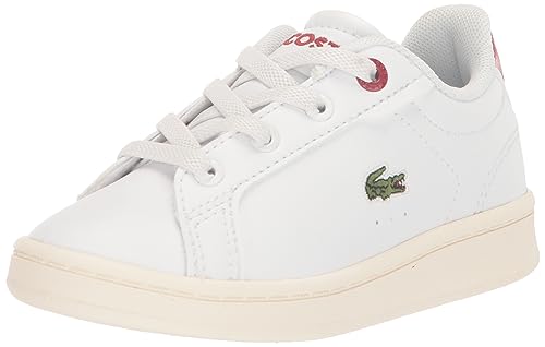 Lacoste Unisex-Child Children's Carnaby Pro Sneaker, White/Gardenia/Coulis, 1