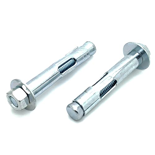 Image of Four (4) 1 /2 inch x 3 inch Zinc Plated Hex Nut Sleeve Anchor Bolts (BCP989)