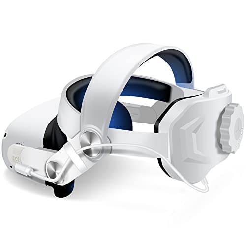 QWOS Head Strap with 5200mAh Battery for Oculus Quest 2 - Extend 4hrs Playtime - Adjustable Elite Strap for Enhanced Support and Comfort in VR Compatible with Quest 2