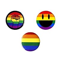 3x Regenbogen Flagge Button, Gay Pride