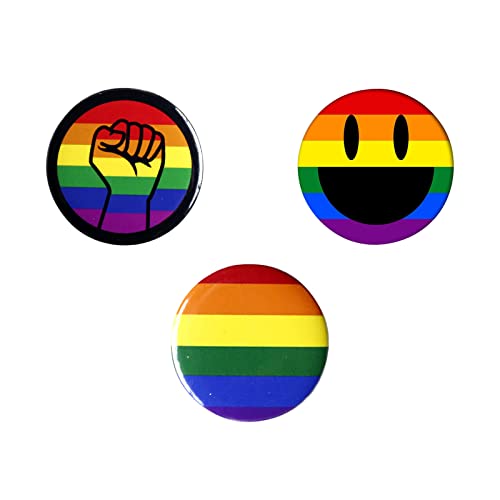 Regenbogen Flagge Button, Lesbian Flagge Button, Button Anstecker Gay, 3 Pastell Button Badge Pin Anstecker Ansteckbutton, Support Peace Gay Pride Diversity Abzeichen