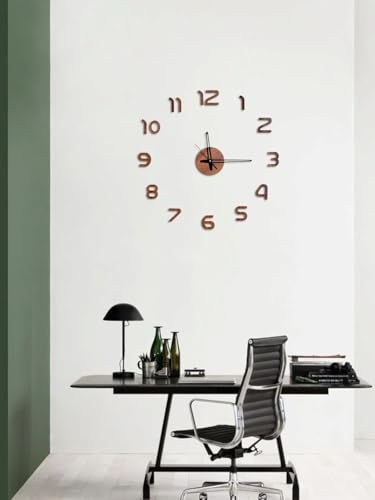 Image of cozyloom Modern Acrylic Wall Clock - Stylish Black Minimalist Design with Smooth Sweep for Living Room, Bedroom, Office, Kitchen & Home Interior Wall Decor(Brown)