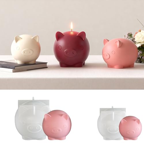 Silikonformen Gießformen Schwein 2 Stück Silikonform Schwein Kerzen Formen Silikon Glücksschwein Gießformen Silikon Ostern Silikonform Tier Silikonformen Frühling Kerzenformen zum Gießen (A)