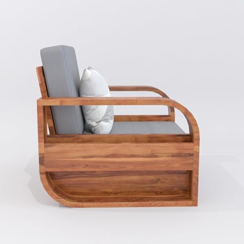 Image of Wooden 4 Seater Sofa Set for Living Room,3- to 4- Person Sofa Sets for Home, 3+1 Seater Sofa Sets for Home, Sheesham Wood (3+1 Seater,Honey Finish)