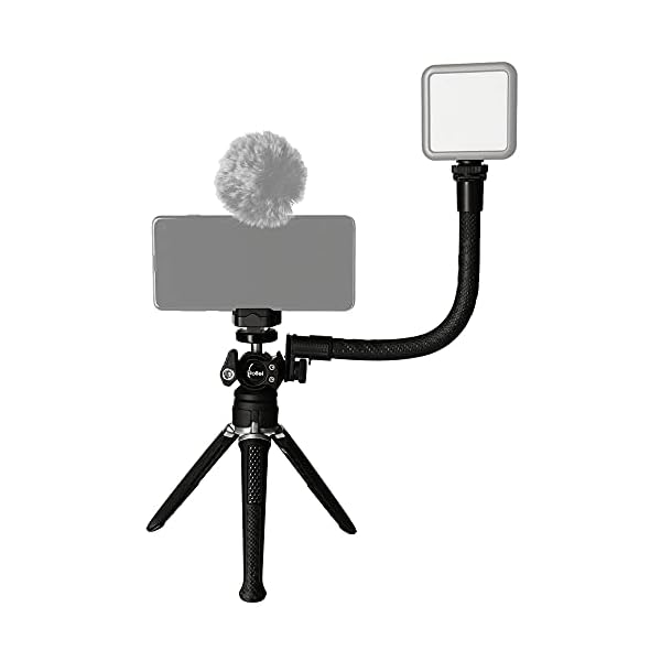 Rollei Comfort Vlogging Set, Mini-Stativ mit Smartphone-Halterung, Kugelkopf und Zubehör-Arm. Ideal für das Videofilmen… – Bild 3
