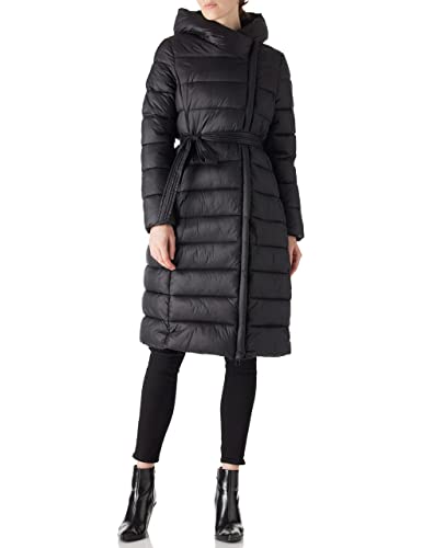 Bellivera Women's Puffer Jacket Lightweight Quilted Hooded Long Down Alternative Coat with Belt2