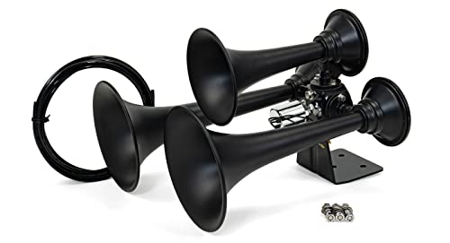 HornBlasters Rhino 12/24 Volt Train Horn Only (Black) - 3 Trumpets - Big Sound