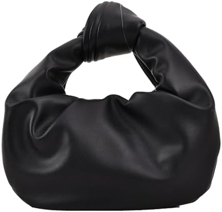 Women's Wrinkled Leather Cloud Shape Knotted Handbag Fashion Y2K Dumpling Underarm Hobo Clutch Purse for Party Shopping