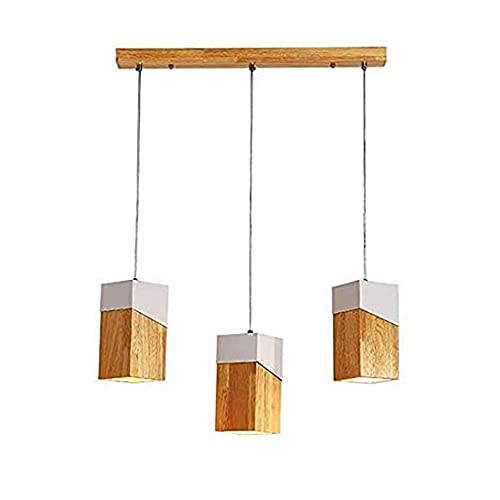 Lámpara de comedor de madera maciza noble y metal con acabados de alta artesanía
