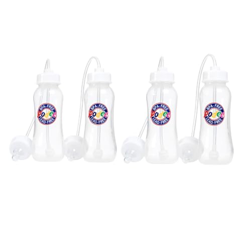 Image of Hands-Free Baby Bottle - Anti-Colic Nursing System 9 oz Baby Bottle with Fast Flow Nipple/Teat 3m+ with Tube Straw Feeding System for Toddler (4 Pack - Classic)