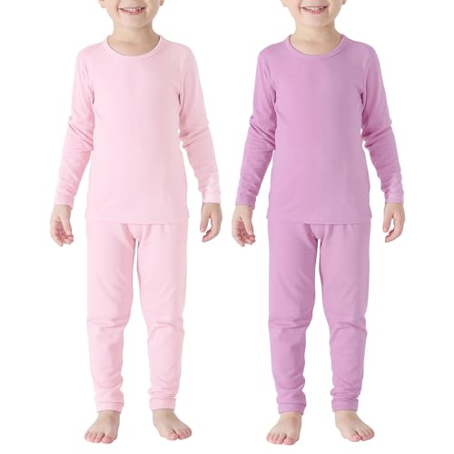 Zando 2 Set Kids Thermal Underwear Set - Kids Thermal Top and Bottom Winter Long Johns Fleece Lined Base Layer for Boys Girls