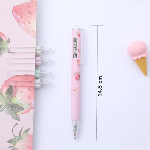 12 bolígrafos gel con diseño de frutas, tinta negra 0.5 mm miniatura 2