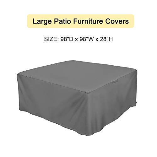 STARTWO Waterproof Outdoor Patio Furniture Cover, Resist to Dust UV Rain Snow, Sectional Furniture Covers Outdoor Table Chairs Set Cover Weather Protection 98x98x28 Inch - Thumbnail 4