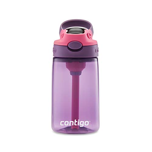 Image of Contigo Kids Straw Water Bottle with AUTOSPOUT Lid, 14oz, Eggplant