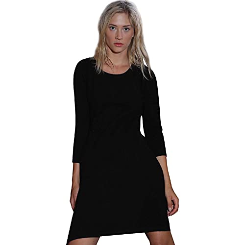 Citizen Cashmere Robe Col Bateau pour Femme - 100% Cachemire Manche 3/4 Long Robe Tricotée Main (Noir) L 35 221-02-03 Cover