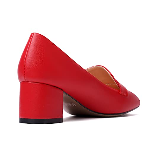 Image of MODENCOCO Womens Square Toe Slip On Comfortable Casual Matte Work Chunky Low Heel Loafers Shoes 2 Inch