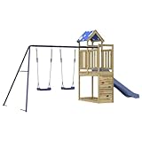 vidaXL Parque Infantil de Exterior Madera de Pino impregnada, Juego de Columpios de jardín, casa de Juegos con Columpio, Juego de Columpio y tobogán