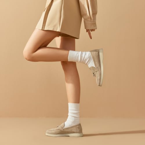 Image of BEAU TODAY Women's Suede Loafer Flats，Slip On Penny Loafers Work Shoes