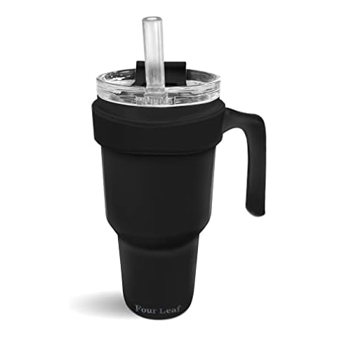 Four Leaf TrustyMate Becher mit Griff und integriertem Strohhalmdeckel, isoliert Cover