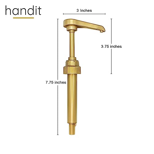 Handit- 6-Pack Gold Coffee Beverage Syrup Pump Dispenser With Black Caps Covers 1 Liter 750 Ml Bottles - Fits Torani, (Monin Plastic), Skinny, Starbucks, Davinci, Top Kitchen Bar - Iced Or Hot #TOP7