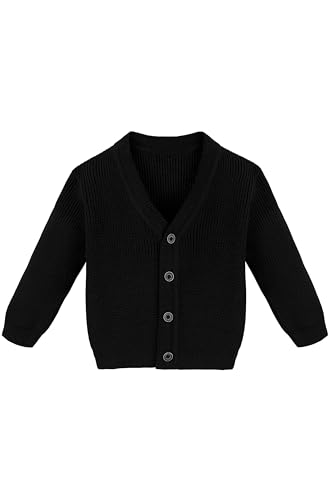 Image of Lilax Baby Boys Basic Long Sleeve V-Neck Classic Knit Cardigan Sweater
