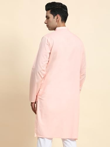 Image of Amazon Brand - Anarva Men's Cotton Solid Dress Long Kurta Regular Fit Casual