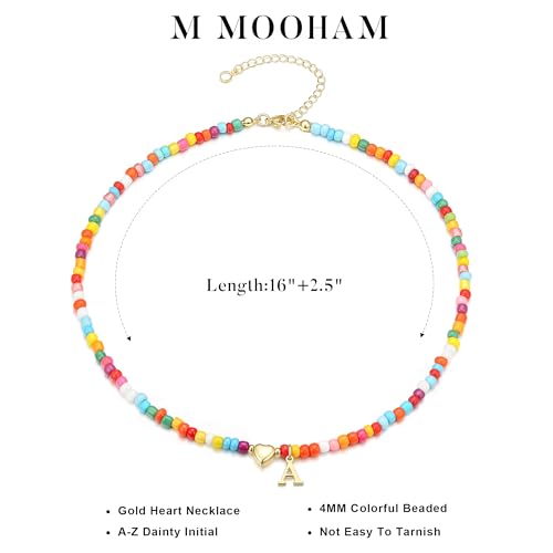 M MOOHAM Initial Necklace for Women Girls, Colorful Beaded Necklace, A-Z - image 6