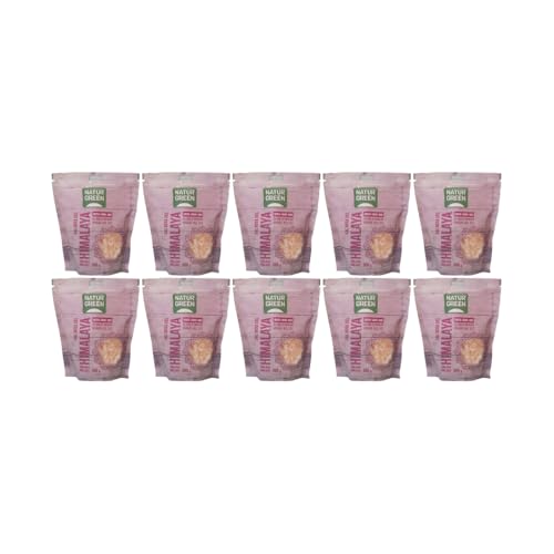 NaturGreen - Sal del Himalaya Gruesa, Pack 10 x 500 g, Sal Rosa Natural Sin Aditivos ni Refinar, Ideal para Molinillo, Cocina Profesional o Restauración, Vegana y Ecológica