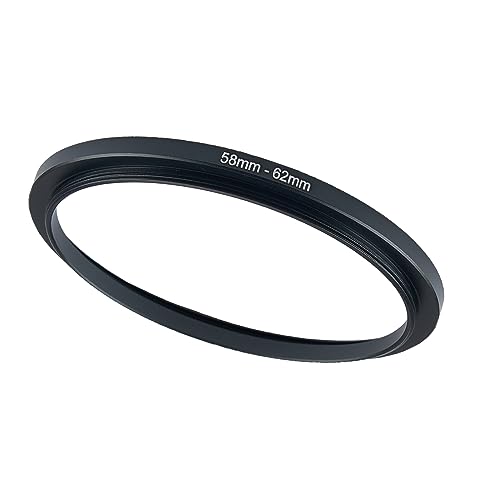 Image of 58mm to 62mm Step-up Adapter Rings for Camera Lens Filter Adapter Black Metal Step Down Filter Ring Step-Up Lens Adapter Ring for Filters (58mm-62mm), (NLY001)