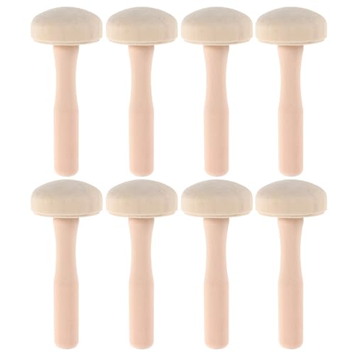OSALADI 8pcs Wooden Print Carving Set Wood Rubbing Roller Natural Wood Mushrooms Carving Tool Rubbing Roller for Wood Mushrooms for Crafts Drawing Rubbing Roller Wood Carving Beige