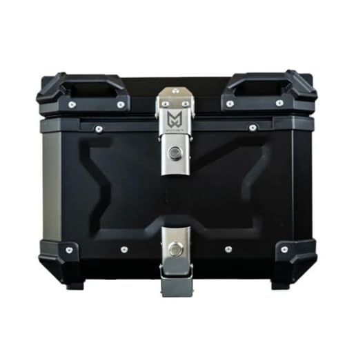 Image of Aluminium Top Box 45L with Backrest | Motorcycle Rear Storage Luggage Box | Black Finish | Universal Fit