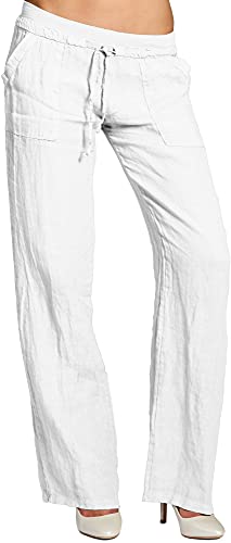 Caspar KHS025 Damen Casual Sommer Leinenhose, Farbe:Weiss, Größe:L - DE40...