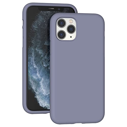 Coque gel silicone liquide iPhone 11 Pro Max finition premium et doublure microfibre - Gris