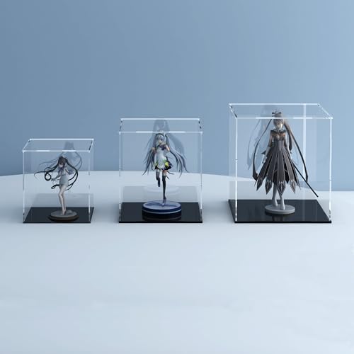 Image of Acrylic Display Case for Collectibles and Toys, Versatile Clear Acrylic Display Box with Black Base for Action Figures and Trophy, 8x8x12-inch