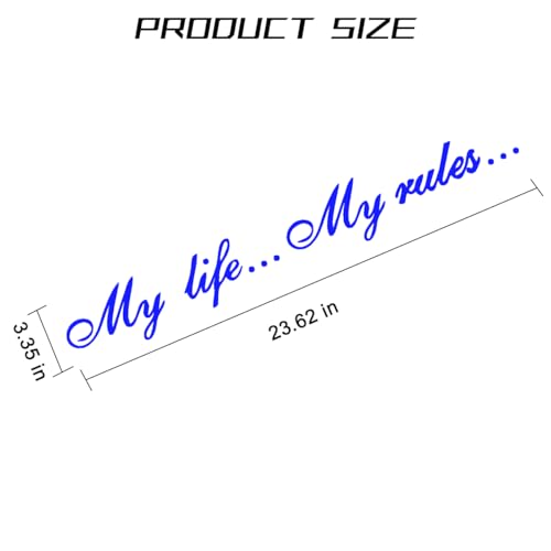 Image of My Life My Rules Car Vinyl Sticker Decal, Self-Adhesive Automotive Windshield Banner Sticker, Vehicle Decorative Letters Decal Accessories, Universal for RV, SUV, Truck (Blue)