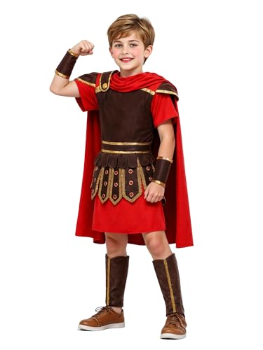 Frekuyrt Kids Warrior Costume Boys Roman Soldier Gladiator Costume Medieval Knight Costume for Halloween Party Dress Up